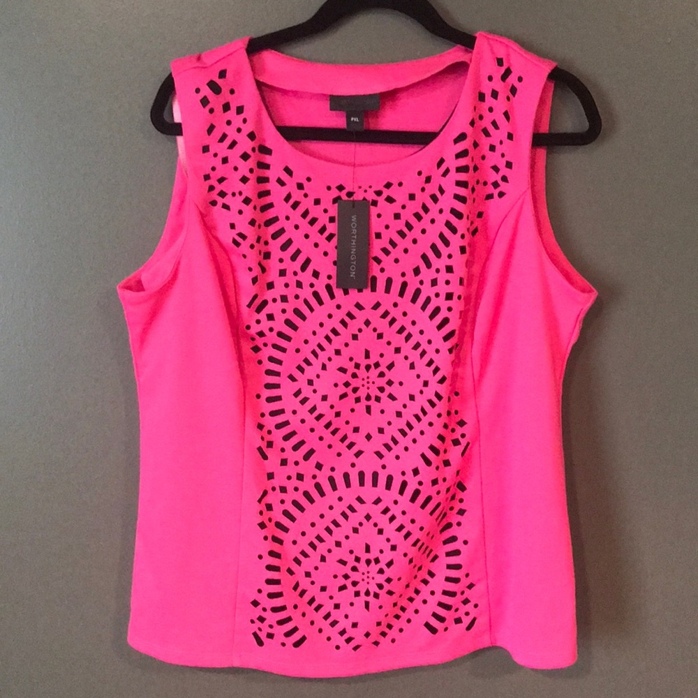Worthington Sleeveless Pink Cutout Design Top